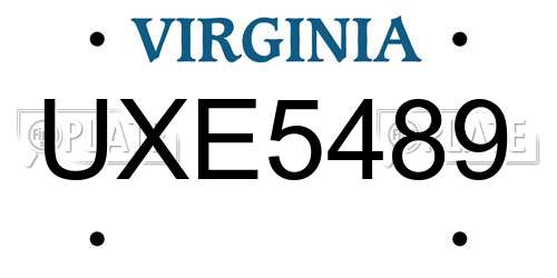 UXE5489 Virginia License Plate