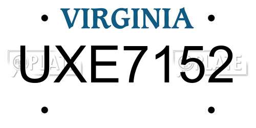 UXE7152 Virginia License Plate