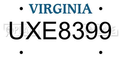 UXE8399 Virginia License Plate
