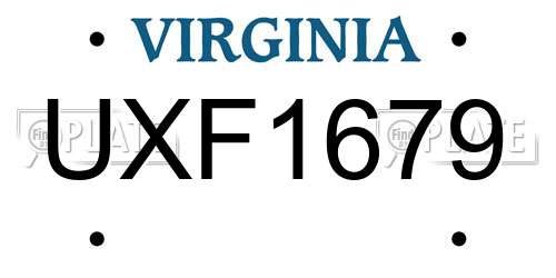 UXF1679 Virginia License Plate