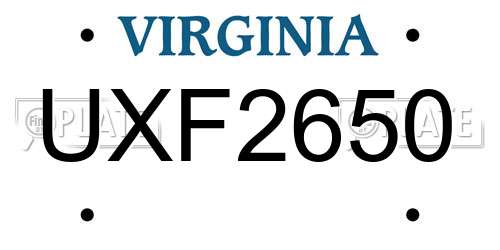 UXF2650 Virginia License Plate
