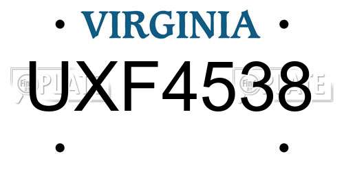 UXF4538 Virginia License Plate