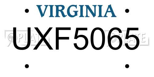 UXF5065 Virginia License Plate