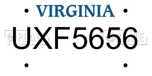 UXF5656 Virginia License Plate
