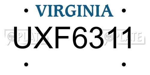 UXF6311 Virginia License Plate