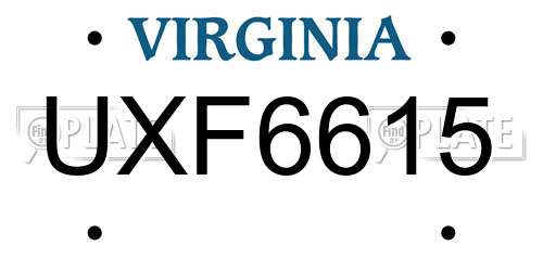 UXF6615 Virginia License Plate