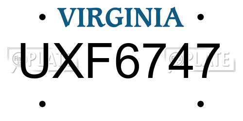 UXF6747 Virginia License Plate
