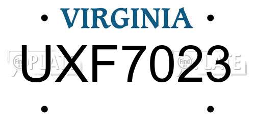 UXF7023 Virginia License Plate