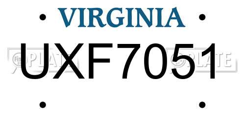 UXF7051 Virginia License Plate