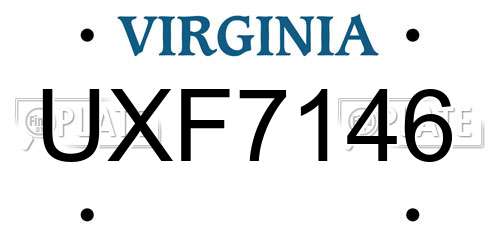 UXF7146 Virginia License Plate