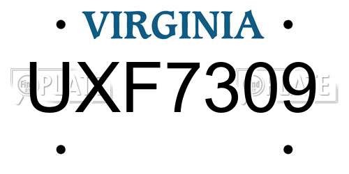 UXF7309 Virginia License Plate