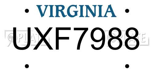 UXF7988 Virginia License Plate