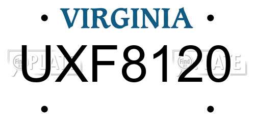 UXF8120 Virginia License Plate