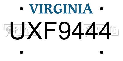 UXF9444 Virginia License Plate