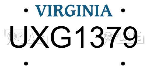 UXG1379 Virginia License Plate