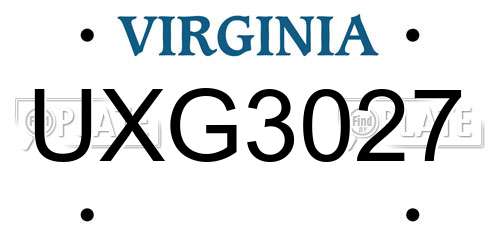 UXG3027 Virginia License Plate