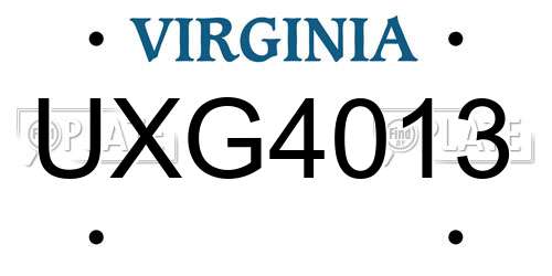 UXG4013 Virginia License Plate
