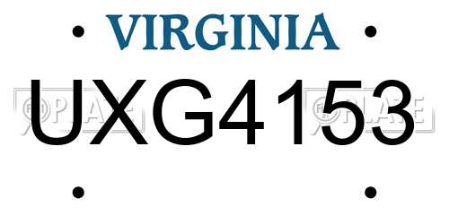UXG4153 Virginia License Plate