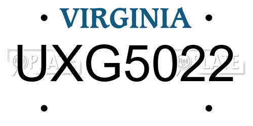 UXG5022 Virginia License Plate