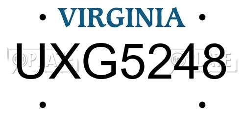 UXG5248 Virginia License Plate