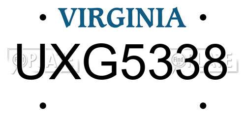 UXG5338 Virginia License Plate