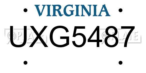UXG5487 Virginia License Plate