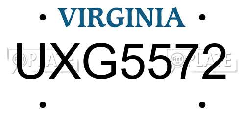 UXG5572 Virginia License Plate