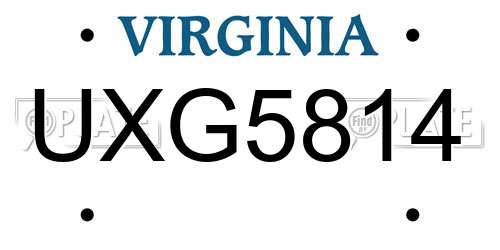 UXG5814 Virginia License Plate