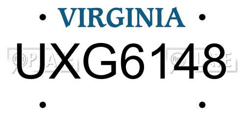 UXG6148 Virginia License Plate