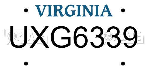UXG6339 Virginia License Plate