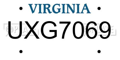 UXG7069 Virginia License Plate