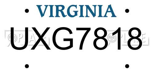 UXG7818 Virginia License Plate