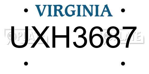 UXH3687 Virginia License Plate