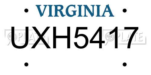 UXH5417 Virginia License Plate
