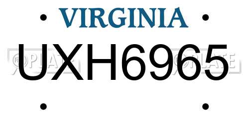UXH6965 Virginia License Plate