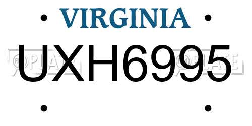 UXH6995 Virginia License Plate