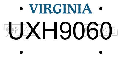 UXH9060 Virginia License Plate