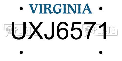 UXJ6571 Virginia License Plate