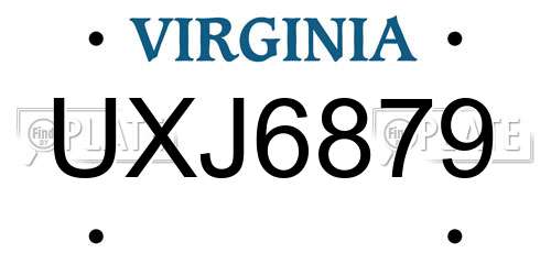 UXJ6879 Virginia License Plate