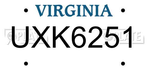 UXK6251 Virginia License Plate