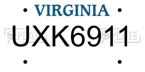 UXK6911 Virginia License Plate