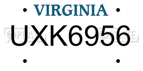 UXK6956 Virginia License Plate