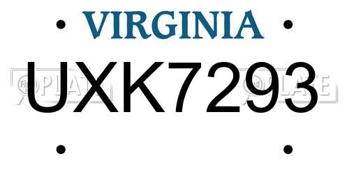 UXK7293 Virginia License Plate