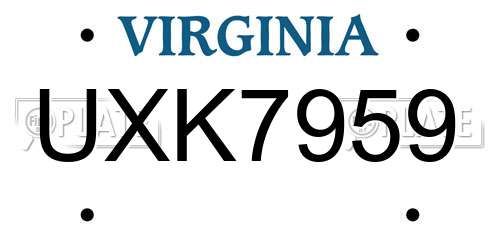 UXK7959 Virginia License Plate
