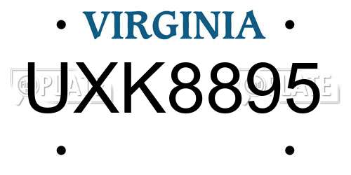 UXK8895 Virginia License Plate
