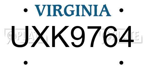 UXK9764 Virginia License Plate