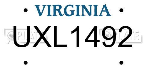 UXL1492 Virginia License Plate