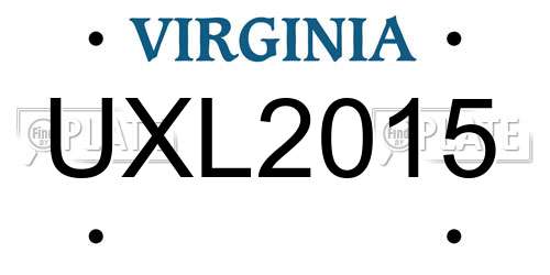 UXL2015 Virginia License Plate