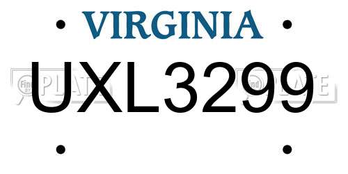 UXL3299 Virginia License Plate