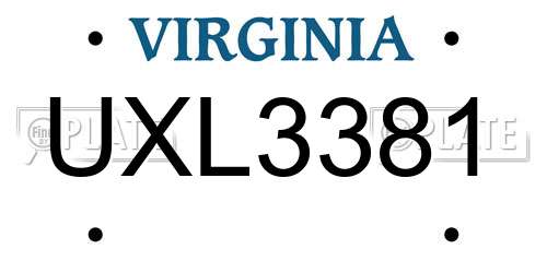 UXL3381 Virginia License Plate